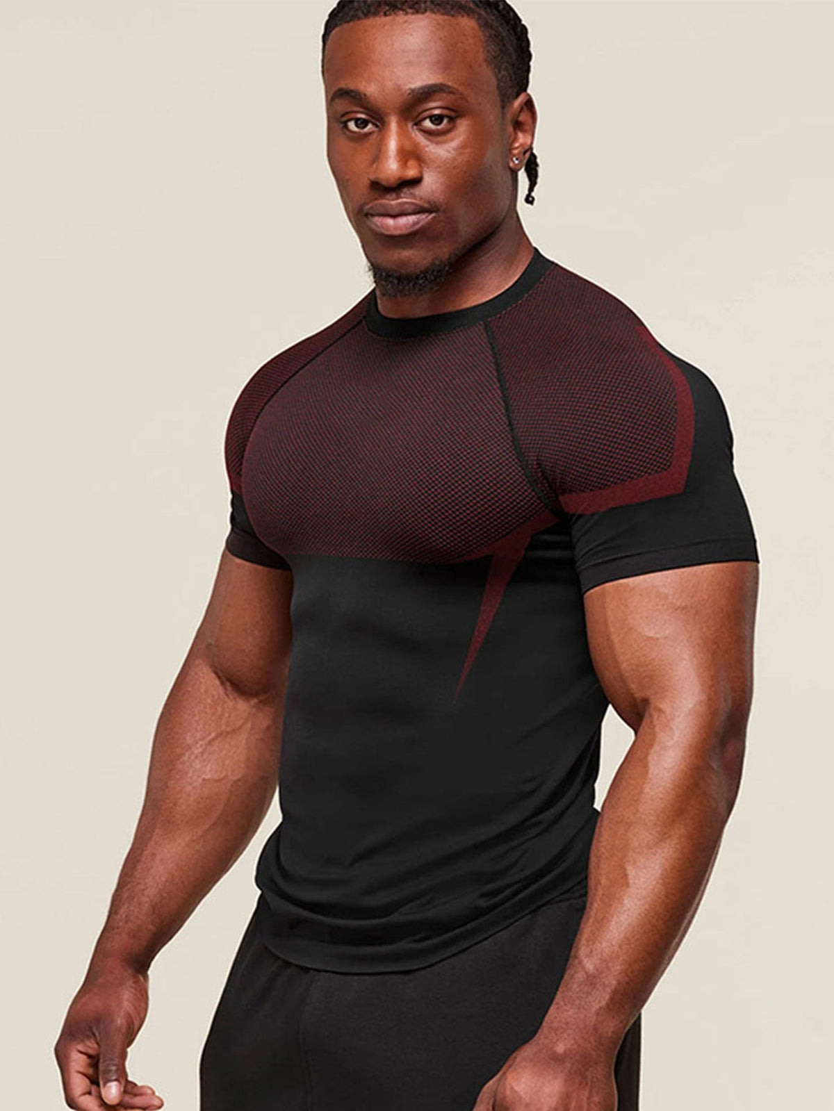 Men's Short-Sleeve Compression T-Shirt with Mesh Panels