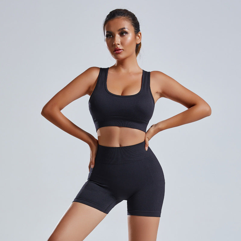 Conjunto fitness para mujer de 2 piezas - Sujetador deportivo y pantalón corto