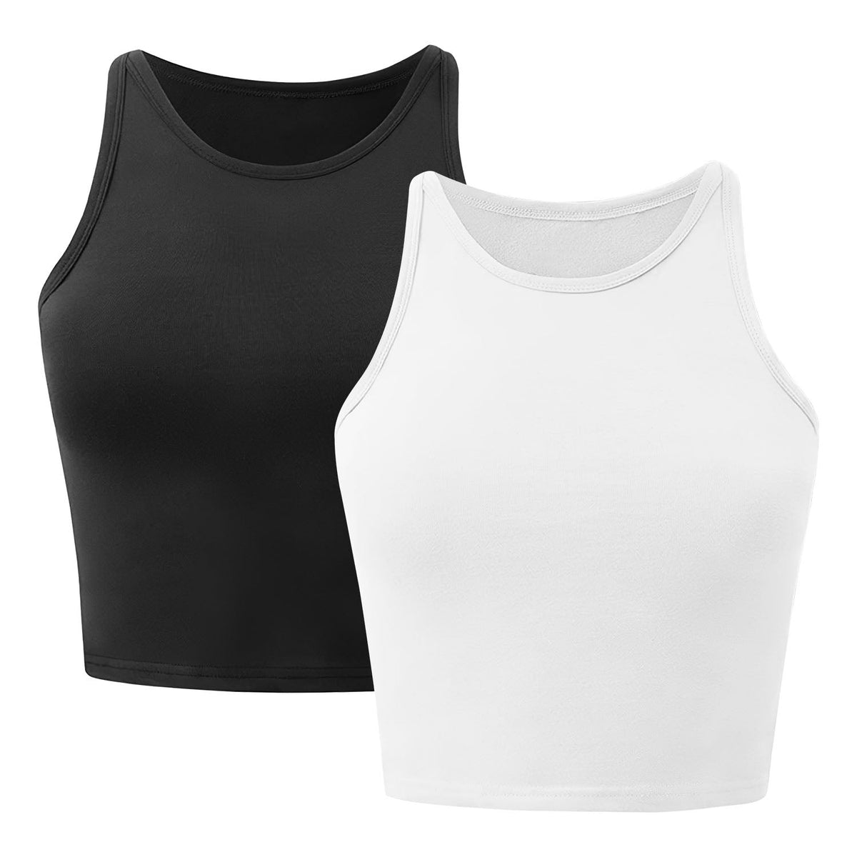 Top corto de tirantes para mujer, cuello alto y espalda deportiva, lavable a máquina - Tallas S a 2XL
