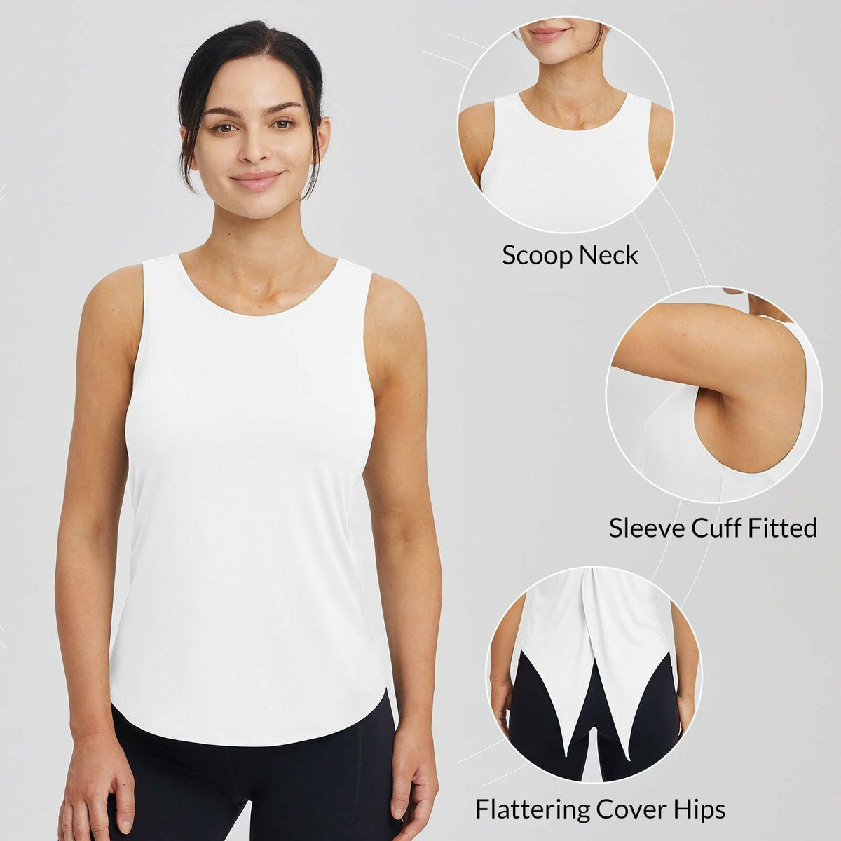 Top de entrenamiento y yoga sin mangas baleaf para mujer - Blanco, talla L