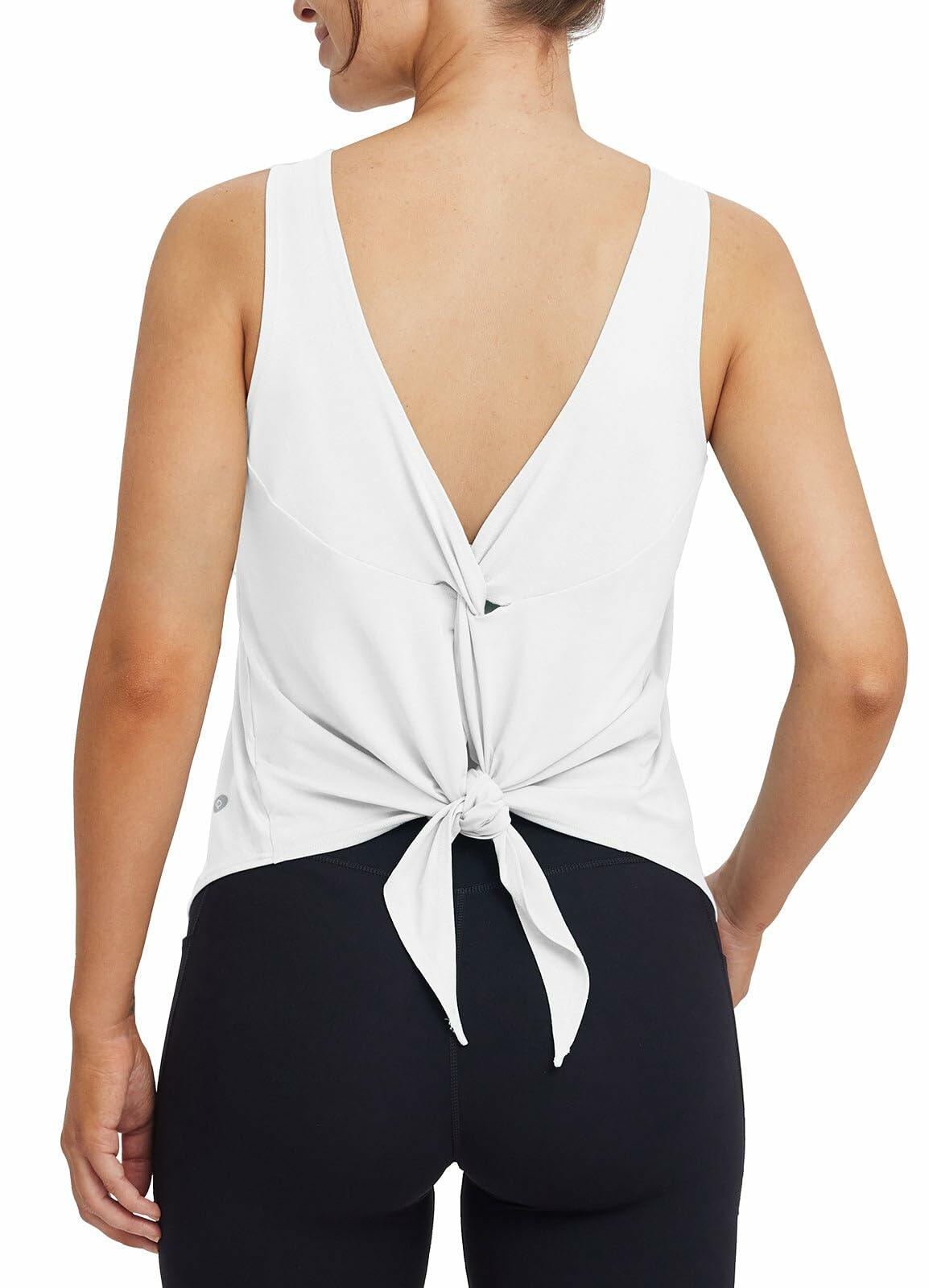 Top de entrenamiento y yoga sin mangas baleaf para mujer - Blanco, talla L