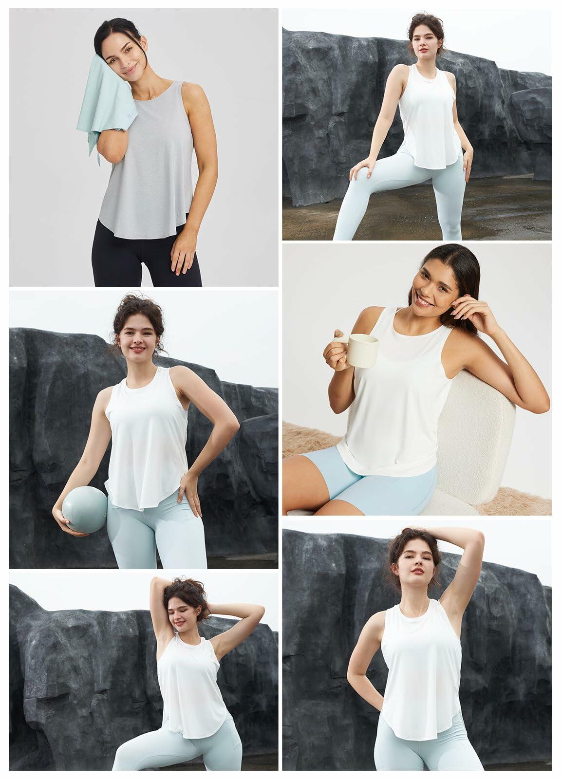 Top de entrenamiento y yoga sin mangas baleaf para mujer - Blanco, talla L